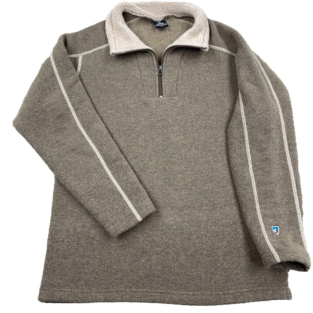 Kuhl Sweater Men's Medium Brown Europa Alfpaca Pullover Hike Camp Hunt Trail